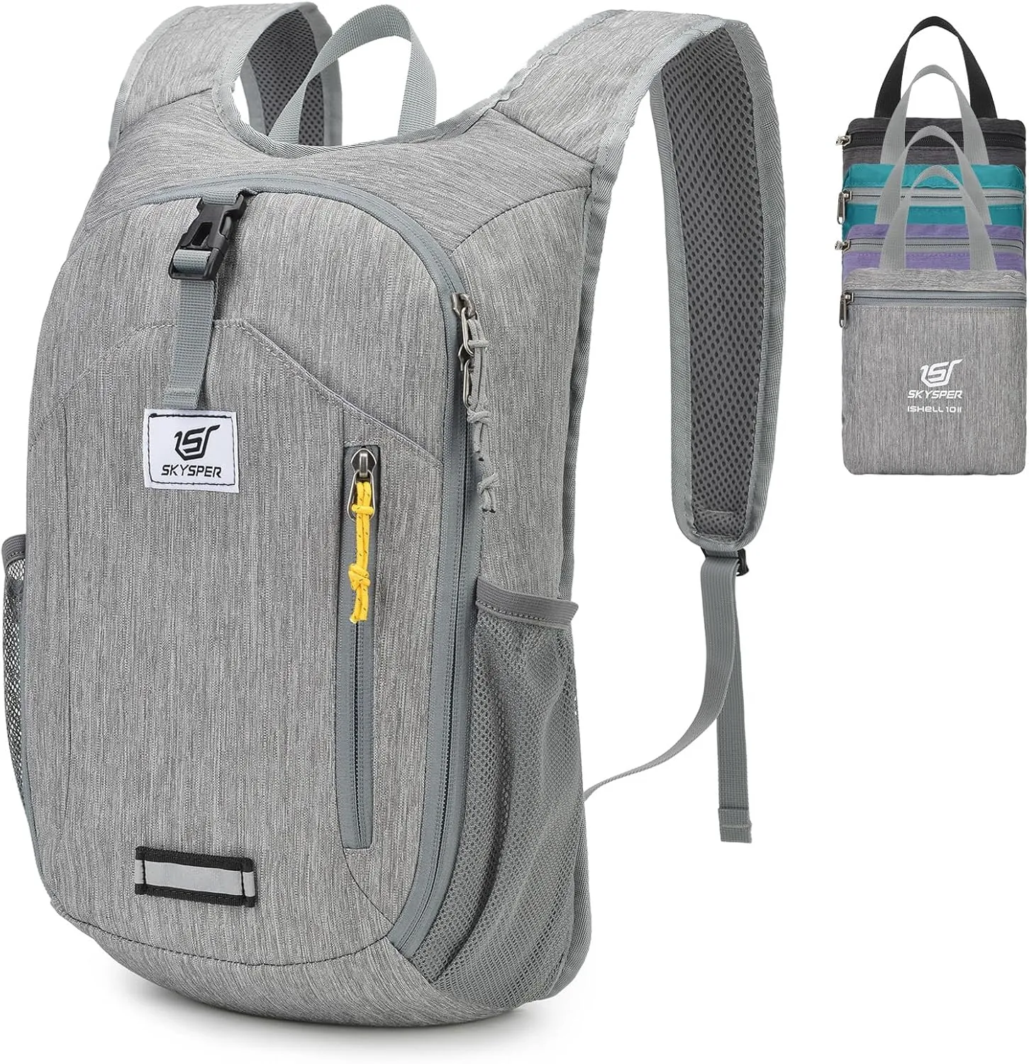 SKYSPER 10L Hiking Backpack Small Hiking Daypack Packable Lightweight Travel Day Pack for Women Men(Grey)