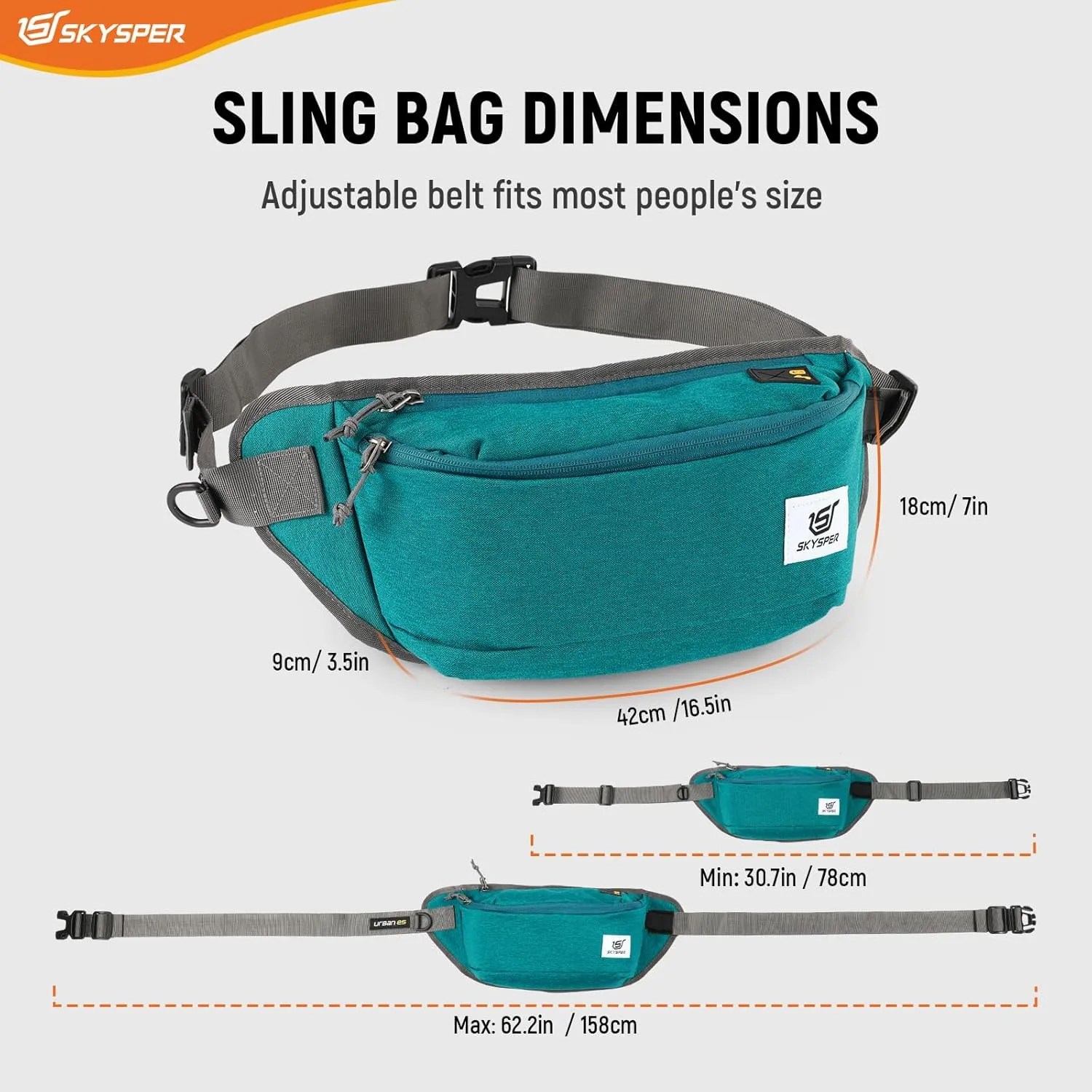 SKYSPER Sling Bag for Men, Anti Theft Crossbody Bag RFID Sling Backpack Mens Fanny Pack for Hiking Travel Gym Daily Use
