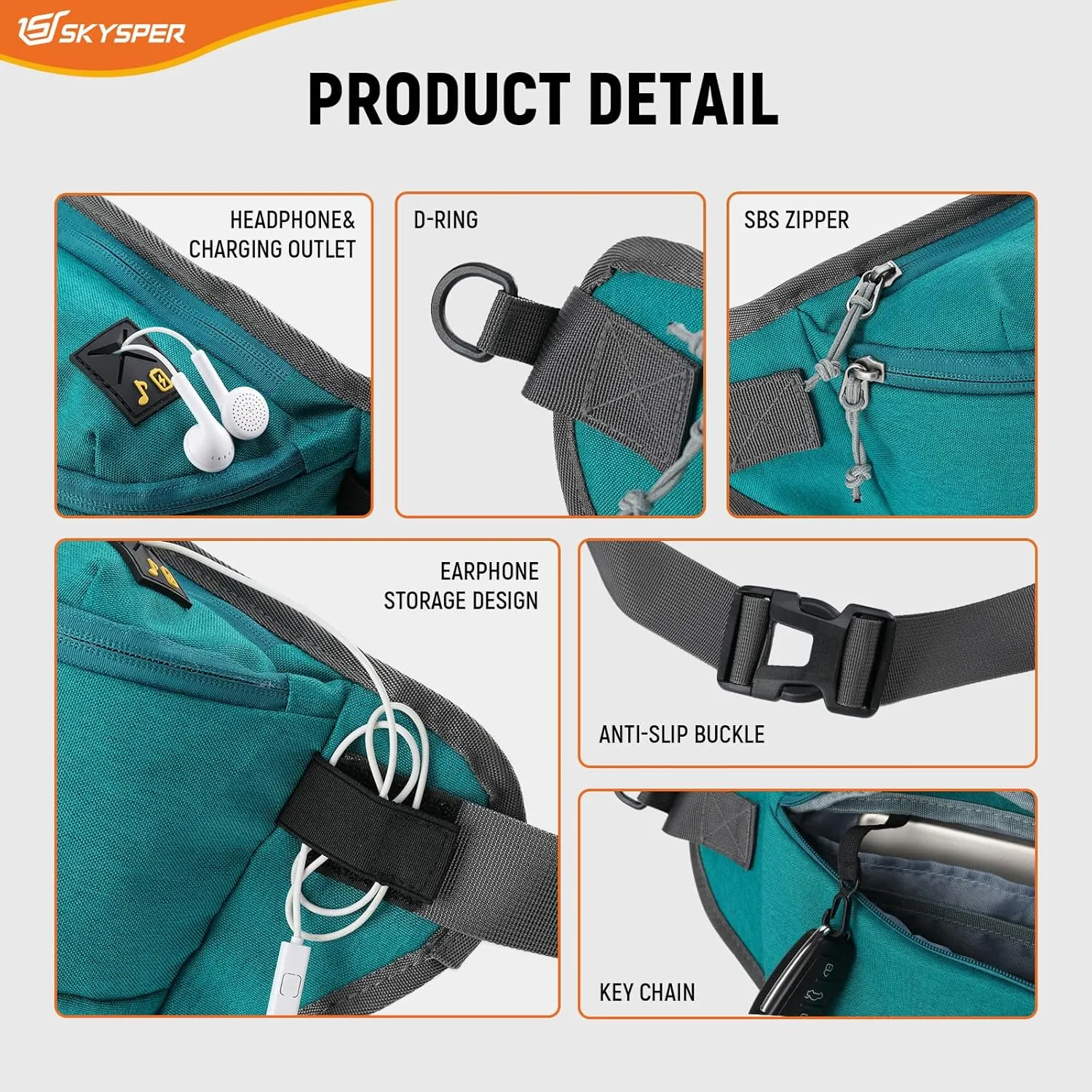 SKYSPER Sling Bag for Men, Anti Theft Crossbody Bag RFID Sling Backpack Mens Fanny Pack for Hiking Travel Gym Daily Use