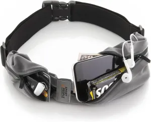 Slim Running Belt for Women and Men, Waterproof Phone Holder for Running, Reflective 2-Pocket Waist Pack for Storing Runner’s Essentials Safely, Runner’s Fanny Pack, Money Belt Fits Most Phones
