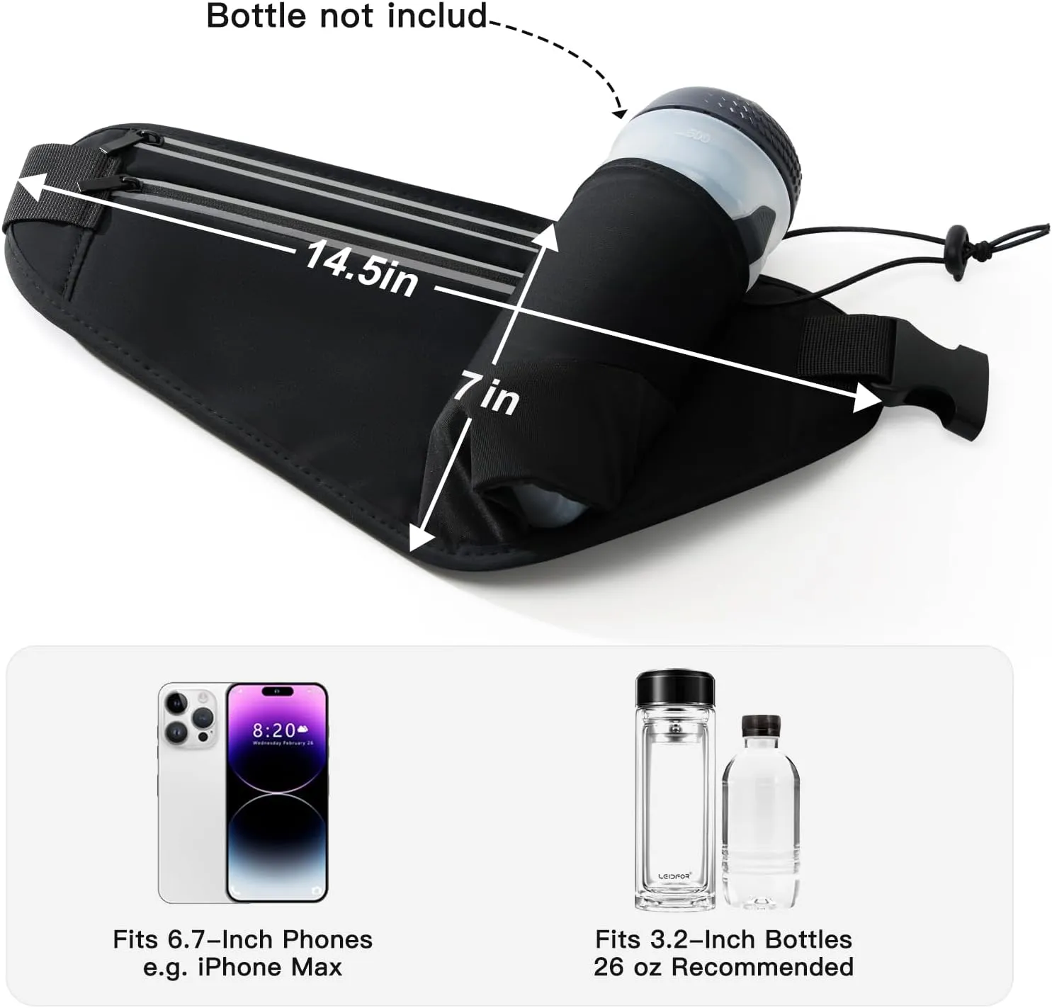 Slim Running Belt for Women Men,Runners Fanny Pack Phone Holder,Money Belt,Running Gear Accessories,with 3 Pockets (Light Black)