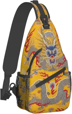 Sling Backpack Ancient Chinese Qing Dynasty Eror'S Dragon Travel Hiking Daypack Crossbody Shoulder Bag