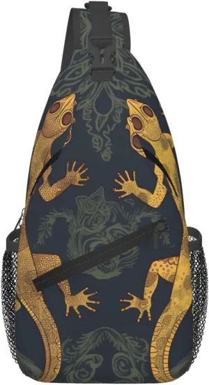 Sling Backpack Bag Crossbody Shoulder Bag Gecko Lizards Chest Bag Lightweight Hiking Daypack,Unisex