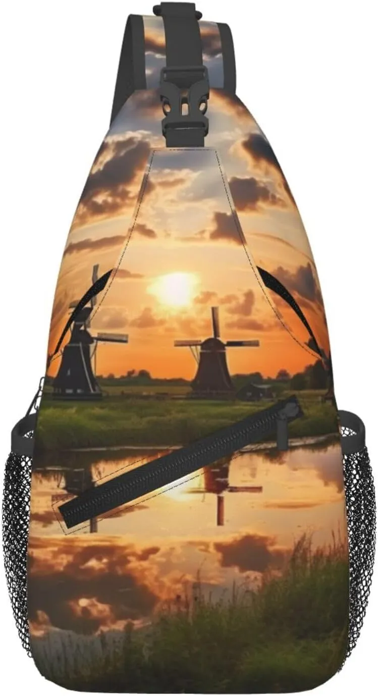 Sling Backpack Bag Crossbody Shoulder Bag View of the Netherlands Chest Bag Lightweight Hiking Daypack,Unisex