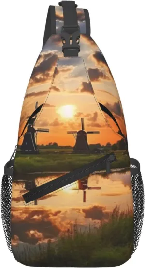 Sling Backpack Bag Crossbody Shoulder Bag View of the Netherlands Chest Bag Lightweight Hiking Daypack,Unisex