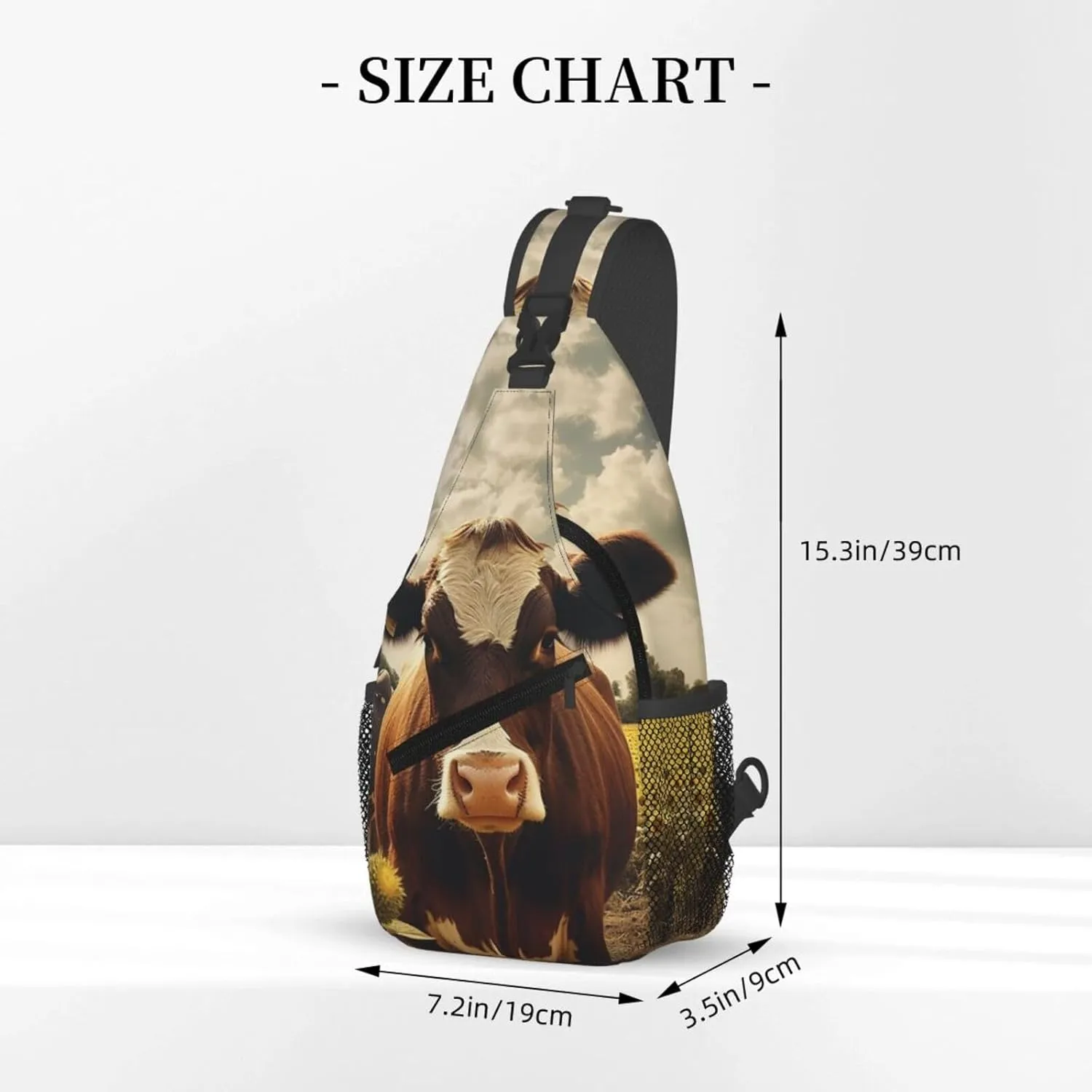 Sling Backpack Bag For Men 3d Animal Brown Cow Cross Chest Bag Crossbody Shoulder Bag Travel Hiking Daypack