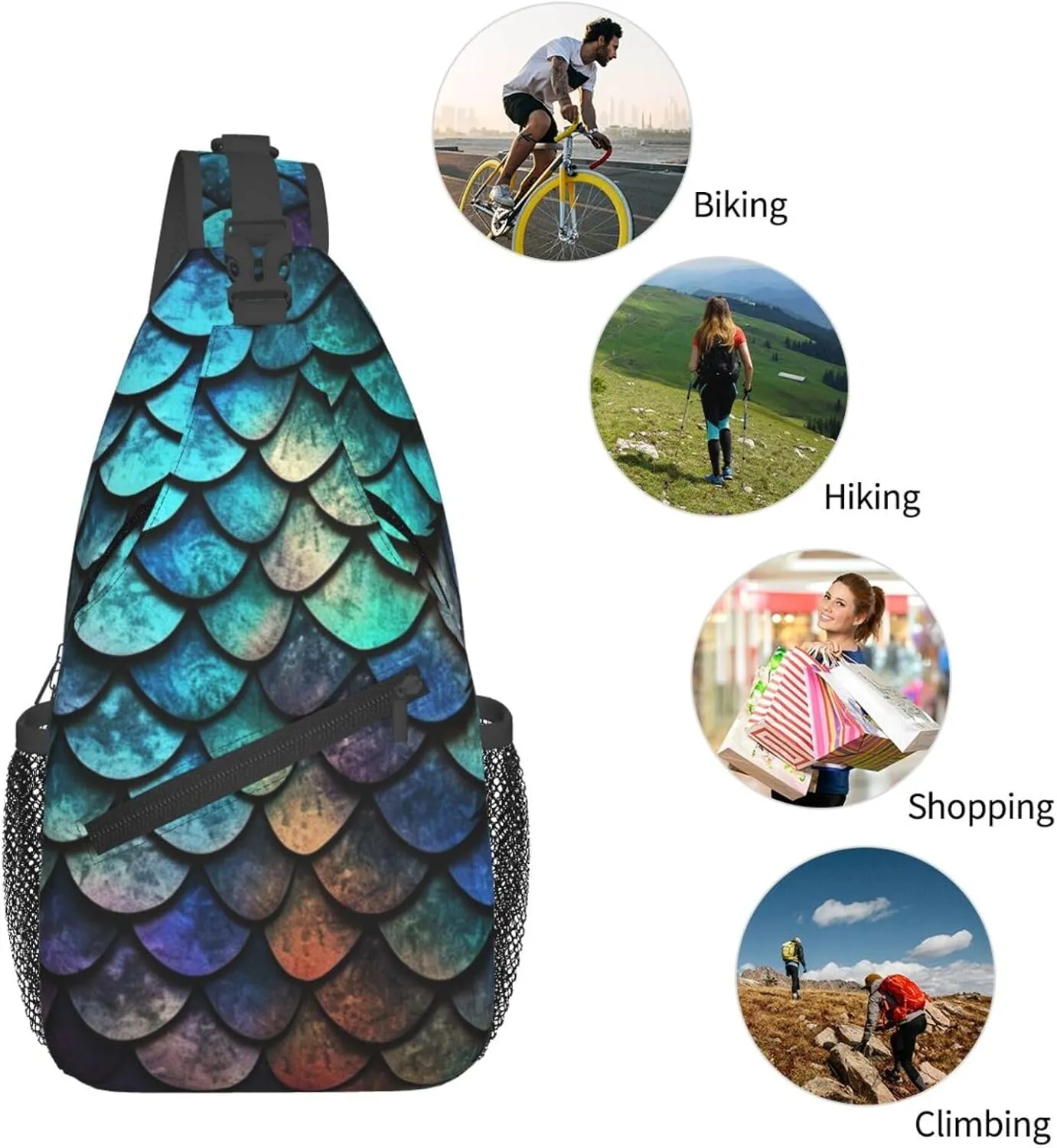 Sling Backpack Bag For Men 3d Magical Dragon Scales Pattern Cross Chest Bag Crossbody Shoulder Bag Travel Hiking Daypack