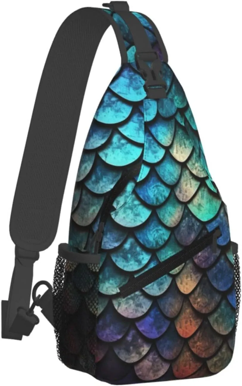 Sling Backpack Bag For Men 3d Magical Dragon Scales Pattern Cross Chest Bag Crossbody Shoulder Bag Travel Hiking Daypack