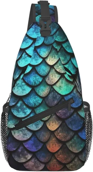 Sling Backpack Bag For Men 3d Magical Dragon Scales Pattern Cross Chest Bag Crossbody Shoulder Bag Travel Hiking Daypack