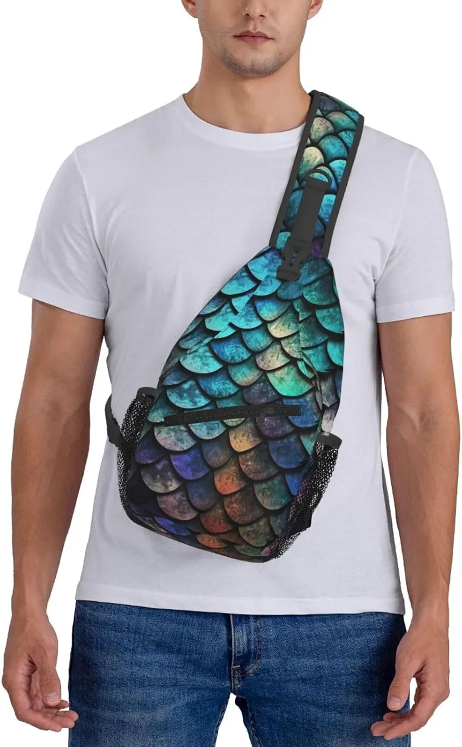Sling Backpack Bag For Men 3d Magical Dragon Scales Pattern Cross Chest Bag Crossbody Shoulder Bag Travel Hiking Daypack