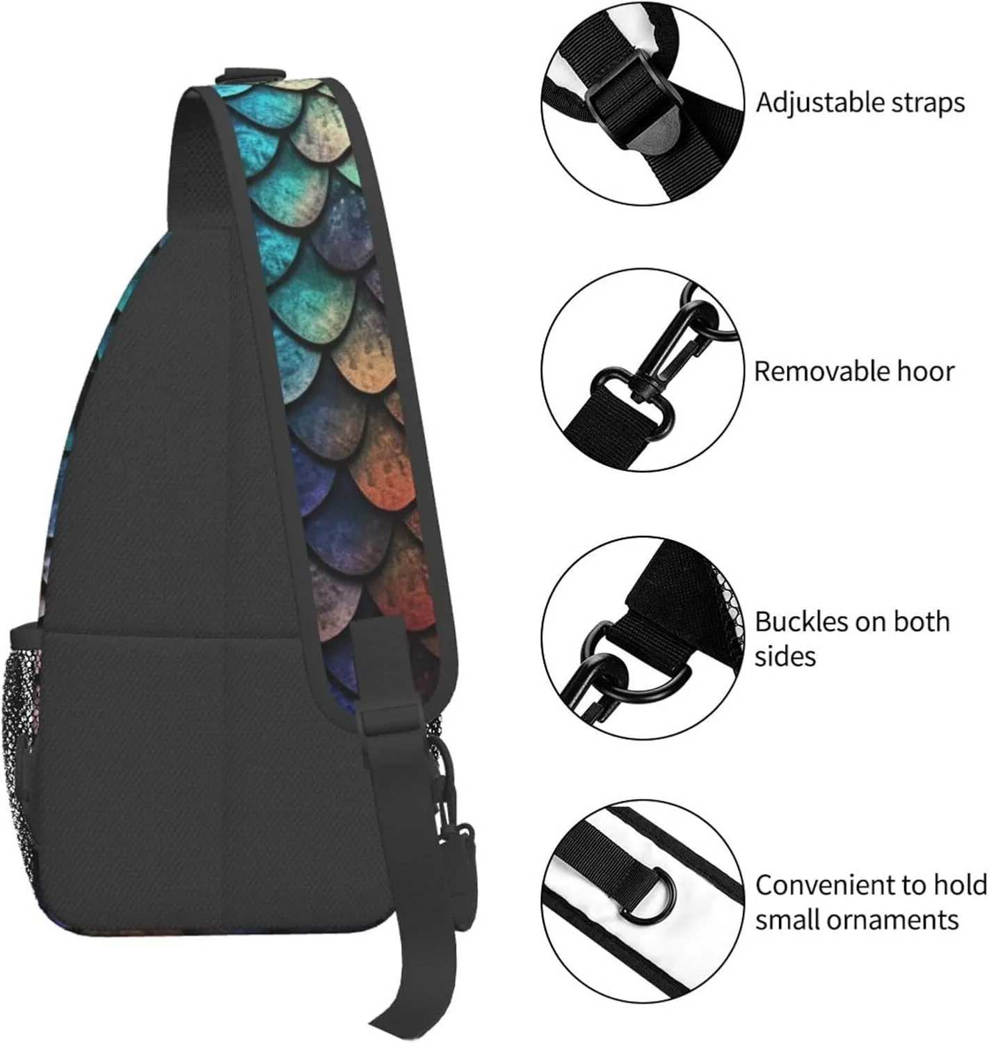 Sling Backpack Bag For Men 3d Magical Dragon Scales Pattern Cross Chest Bag Crossbody Shoulder Bag Travel Hiking Daypack