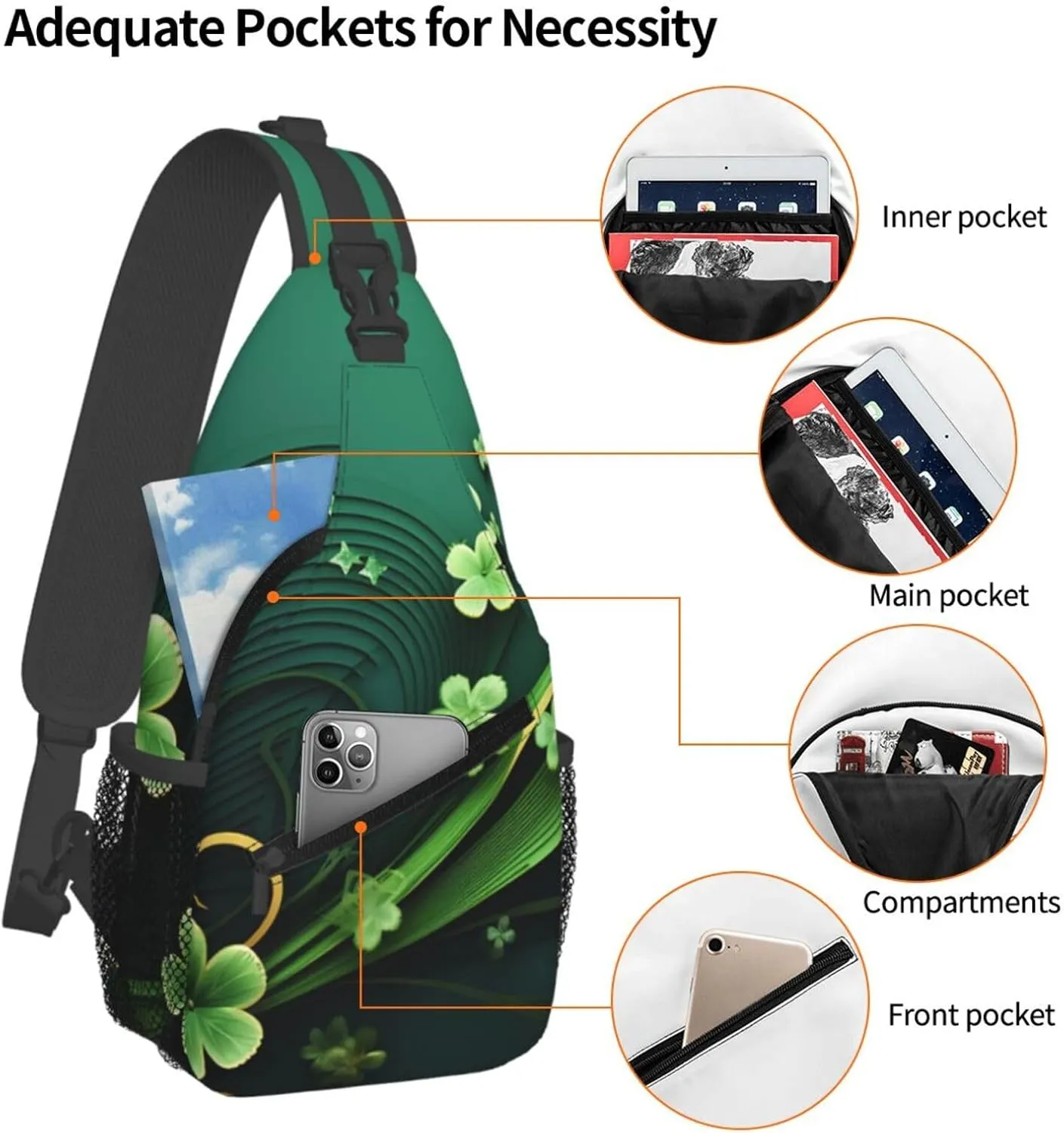 Sling Backpack Bag For Men Happy St Patrick'S Day Cross Chest Bag Crossbody Shoulder Bag Travel Hiking Daypack