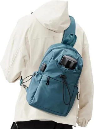 Sling Backpack bag for Men Peacock Blue, Tactical Backpack Shoulder Daypack Mini Anti-Theft Cross Body Motorcycle Chest Bags, Small One Strap Backpack for Casual Travel Hiking Outdoor Sports