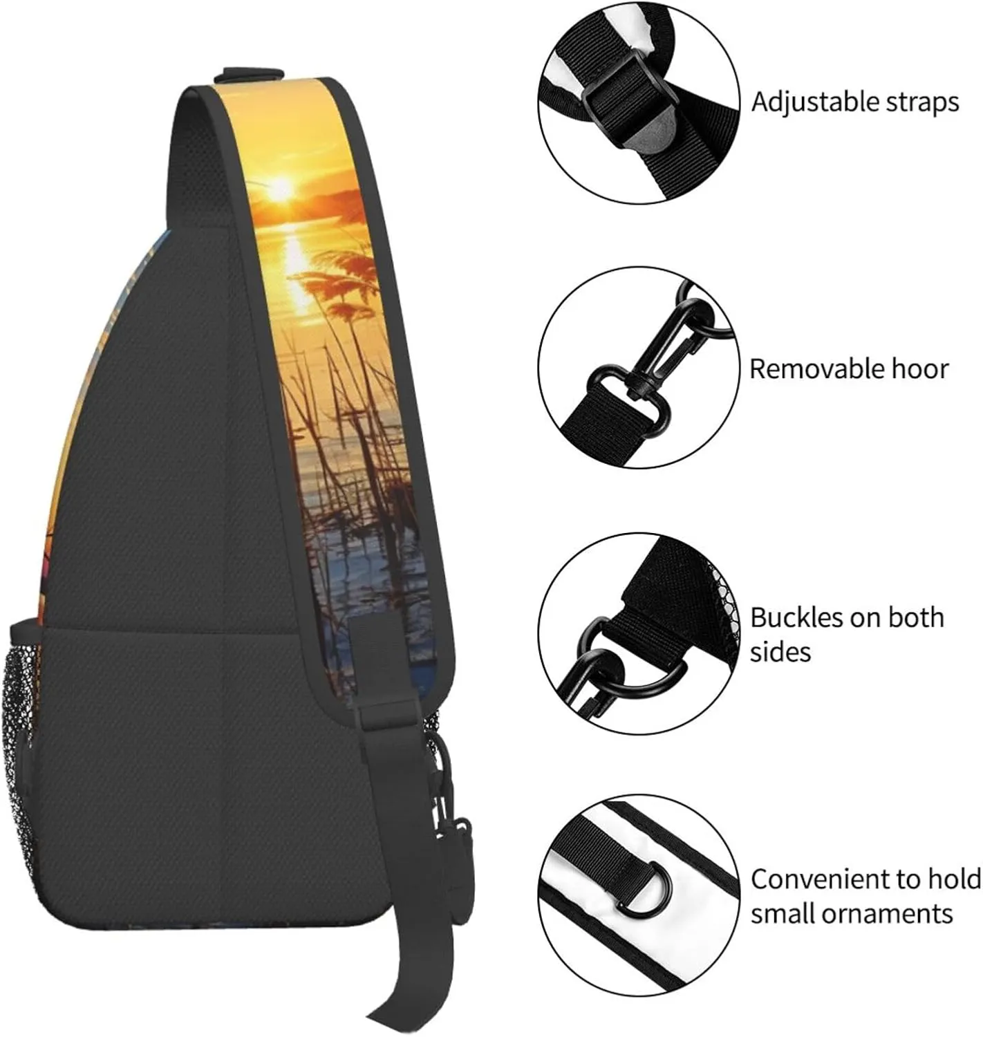 Sling Backpack Bag For Men Reeds By The River Cross Chest Bag Crossbody Shoulder Bag Travel Hiking Daypack