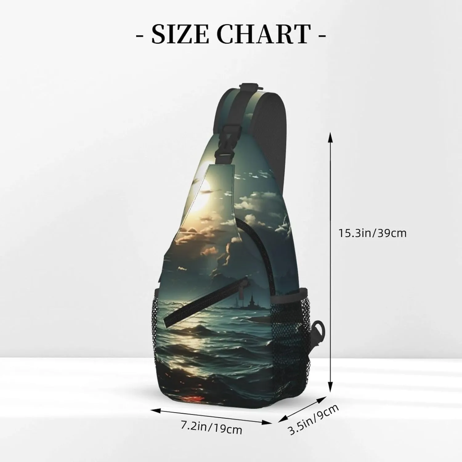 Sling Backpack Bag For Men Sea Moon Cross Chest Bag Crossbody Shoulder Bag Travel Hiking Daypack