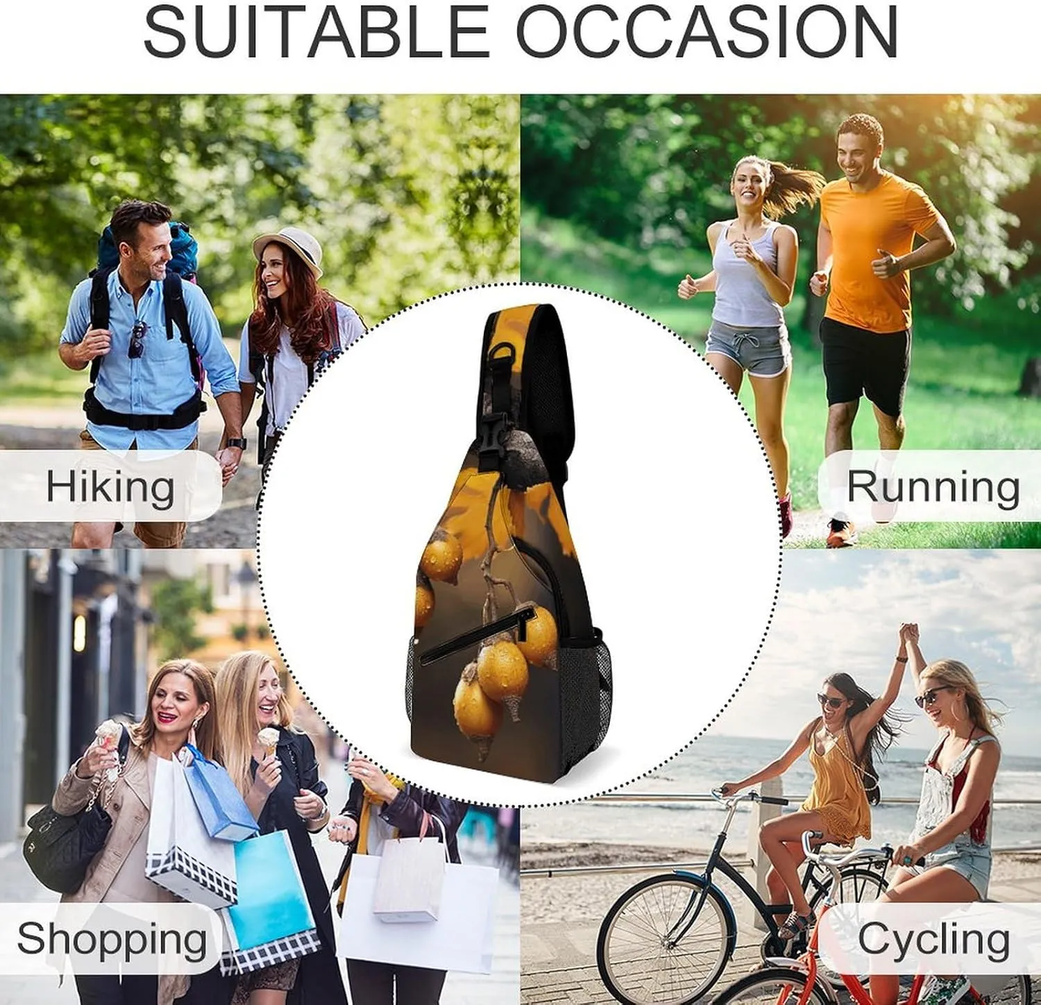 Sling Backpack Crossbody for Man Woman Acorns And Leaves Cross Body Adjustable Chest Bag