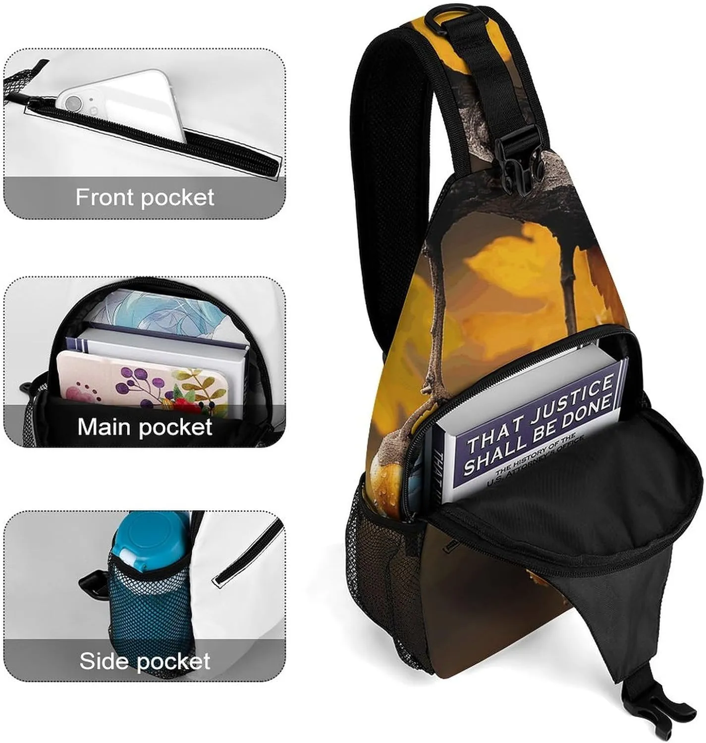 Sling Backpack Crossbody for Man Woman Acorns And Leaves Cross Body Adjustable Chest Bag
