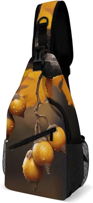Sling Backpack Crossbody for Man Woman Acorns And Leaves Cross Body Adjustable Chest Bag
