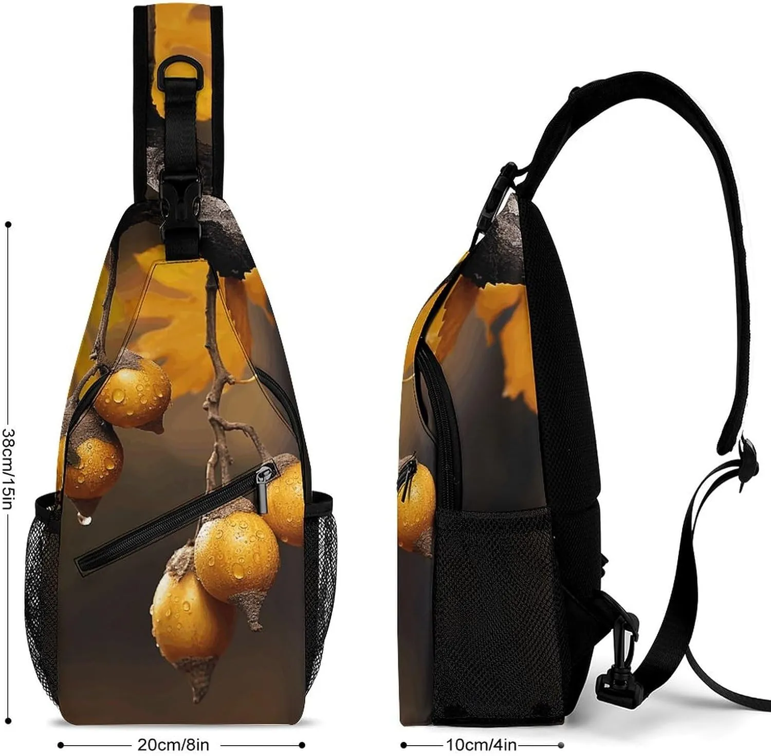 Sling Backpack Crossbody for Man Woman Acorns And Leaves Cross Body Adjustable Chest Bag