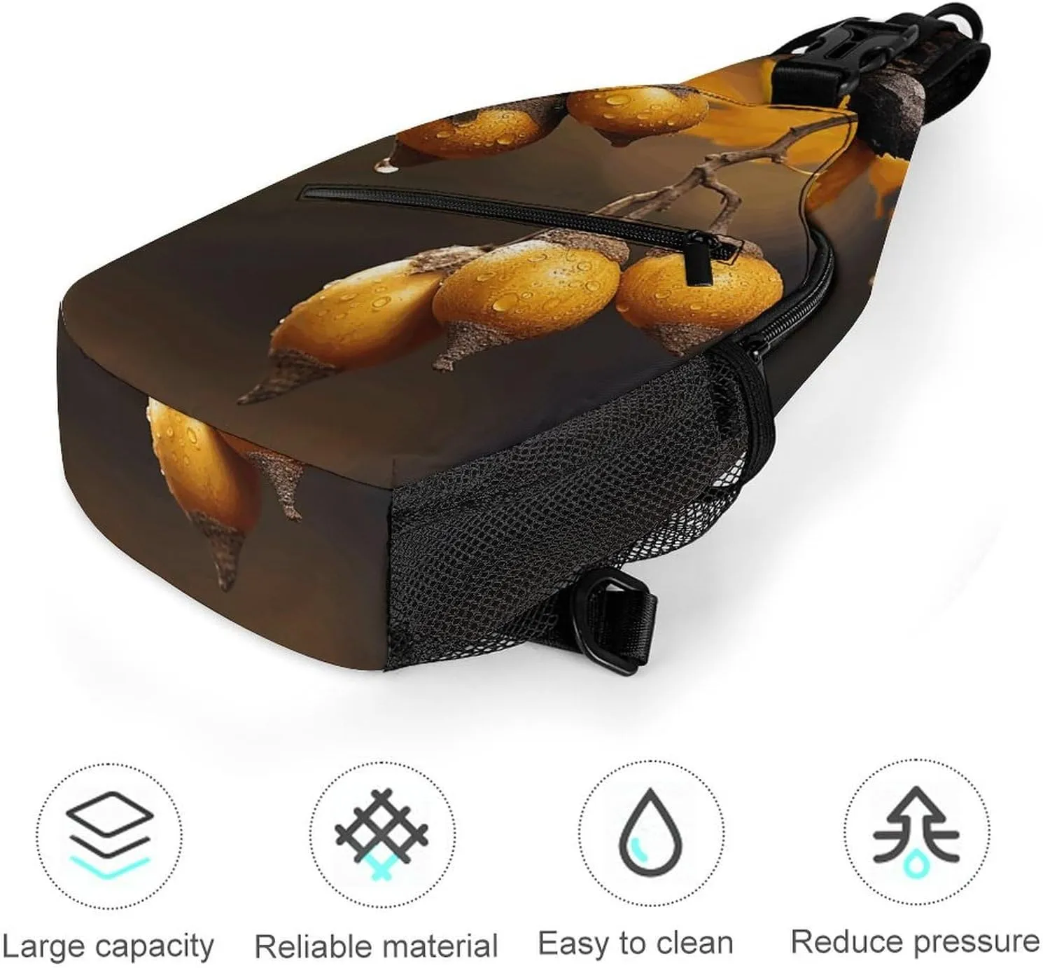 Sling Backpack Crossbody for Man Woman Acorns And Leaves Cross Body Adjustable Chest Bag