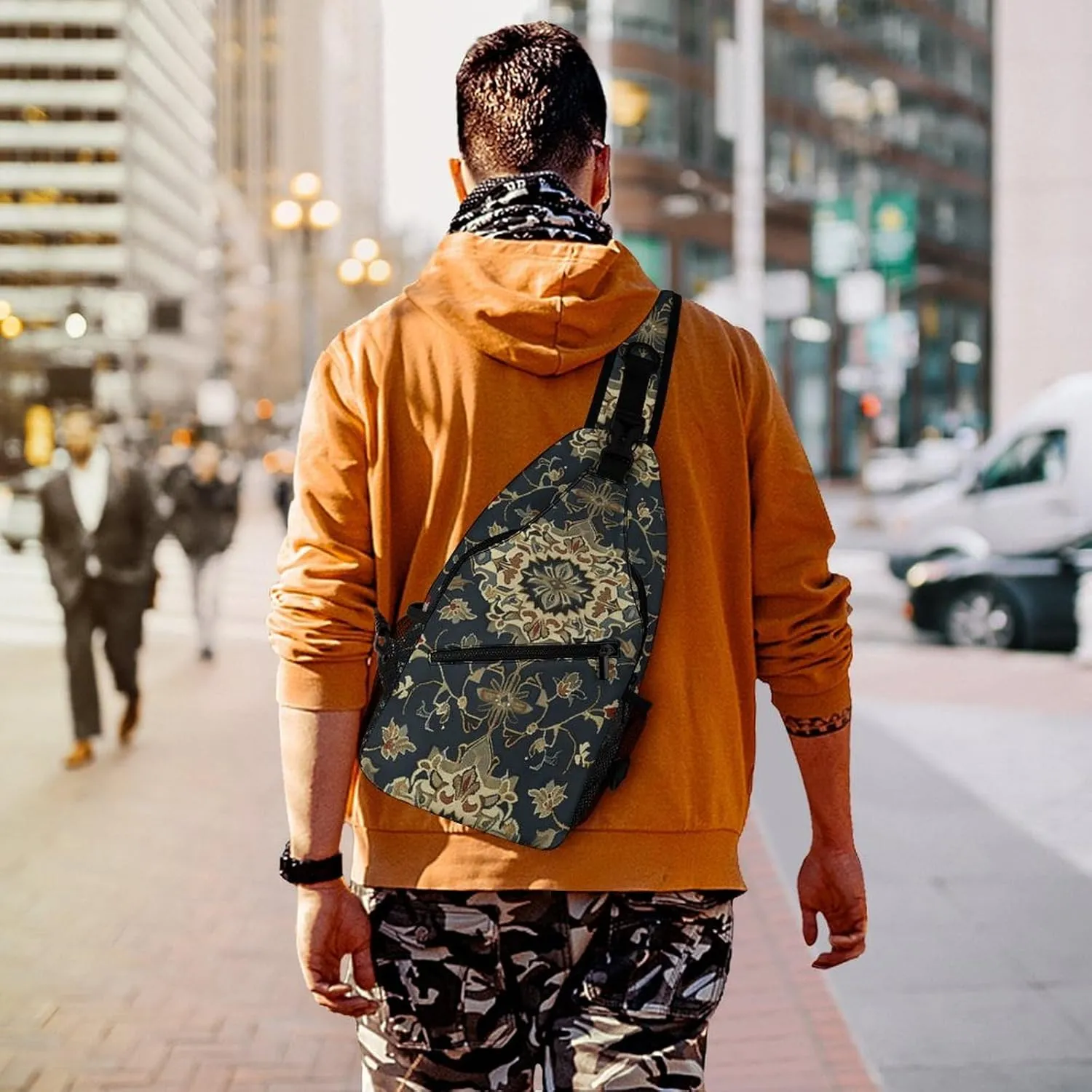 Sling Backpack Crossbody for Man Woman An Elegant Pattern Cross Body Adjustable Chest Bag