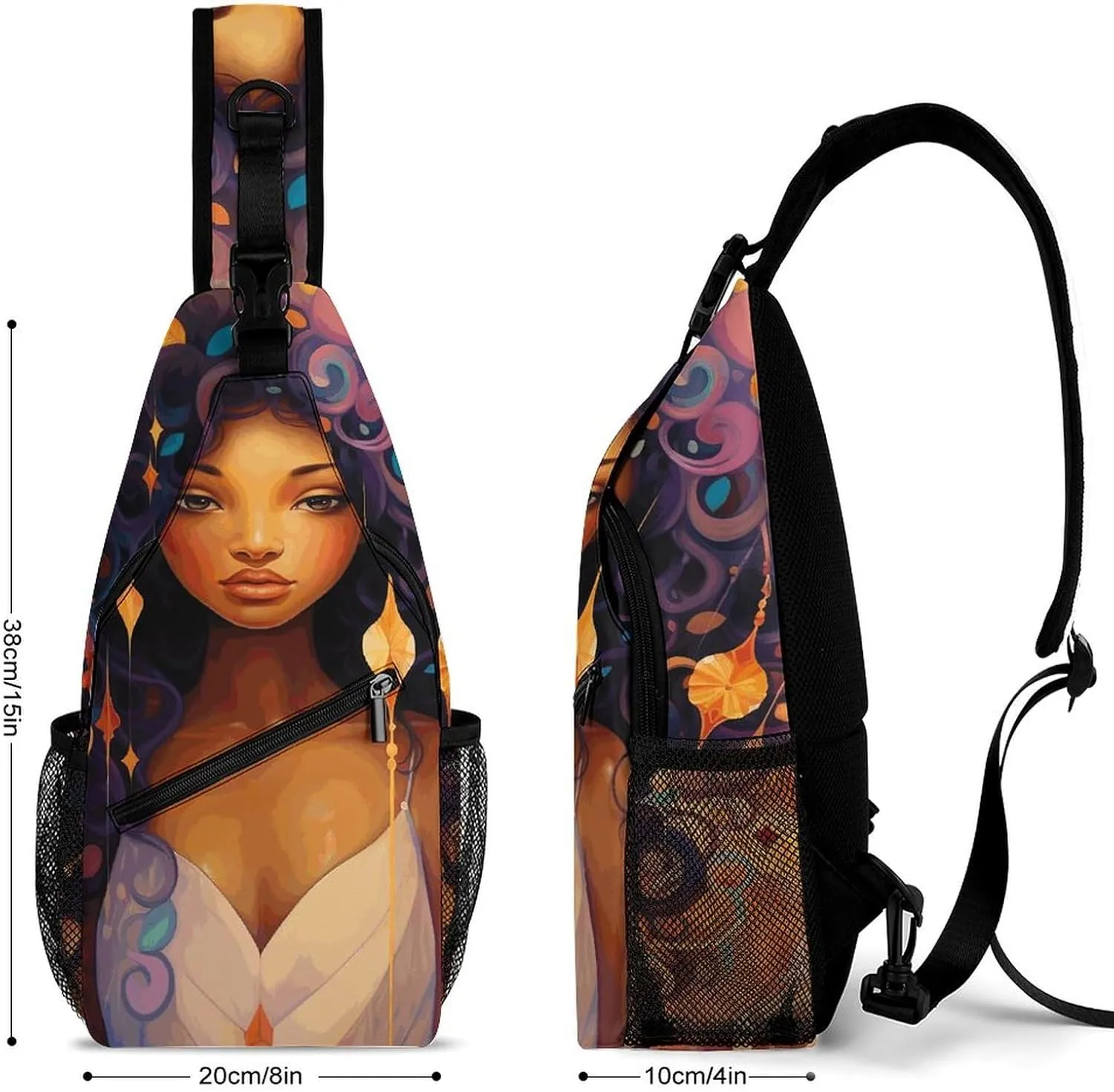 Sling Backpack Crossbody for Man Woman An Elegant Woman Cross Body Adjustable Chest Bag