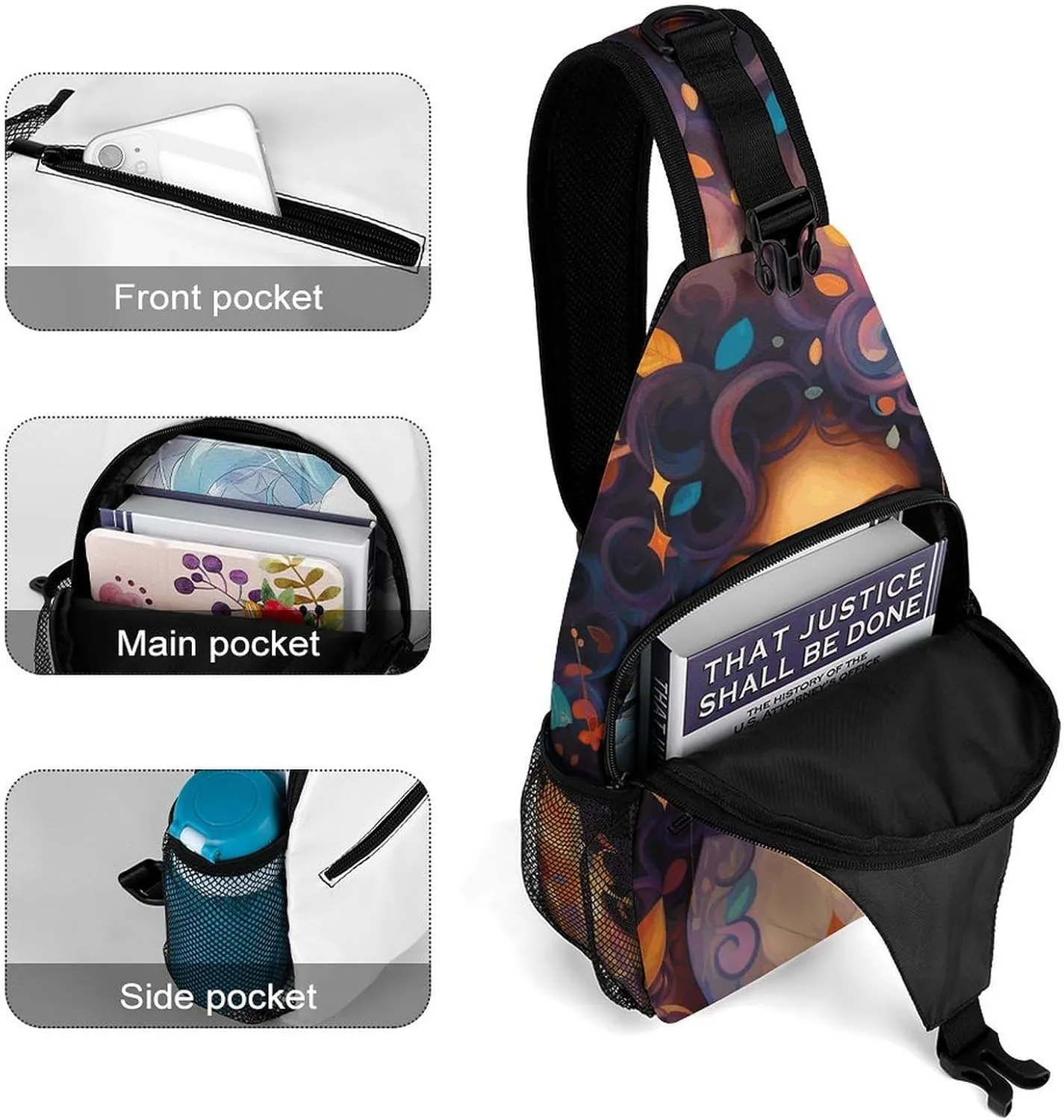 Sling Backpack Crossbody for Man Woman An Elegant Woman Cross Body Adjustable Chest Bag