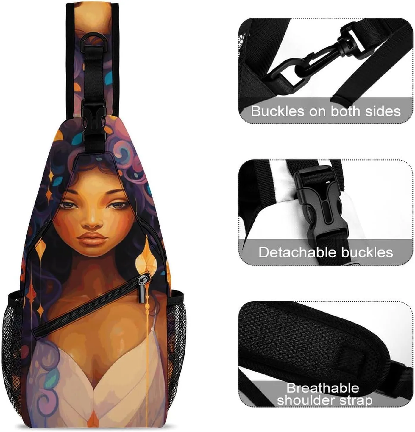 Sling Backpack Crossbody for Man Woman An Elegant Woman Cross Body Adjustable Chest Bag