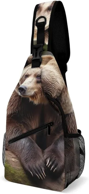 Sling Backpack Crossbody for Man Woman Brown Bears Cross Body Adjustable Chest Bag