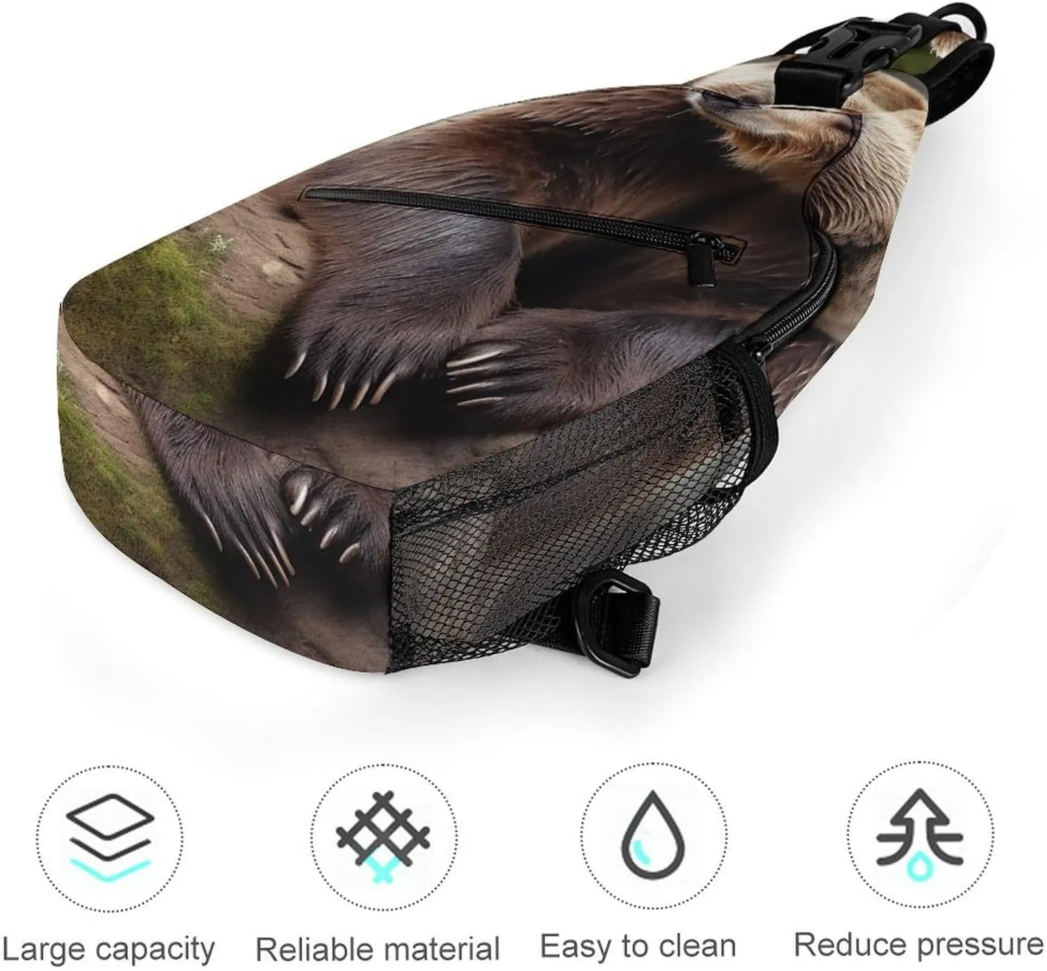 Sling Backpack Crossbody for Man Woman Brown Bears Cross Body Adjustable Chest Bag