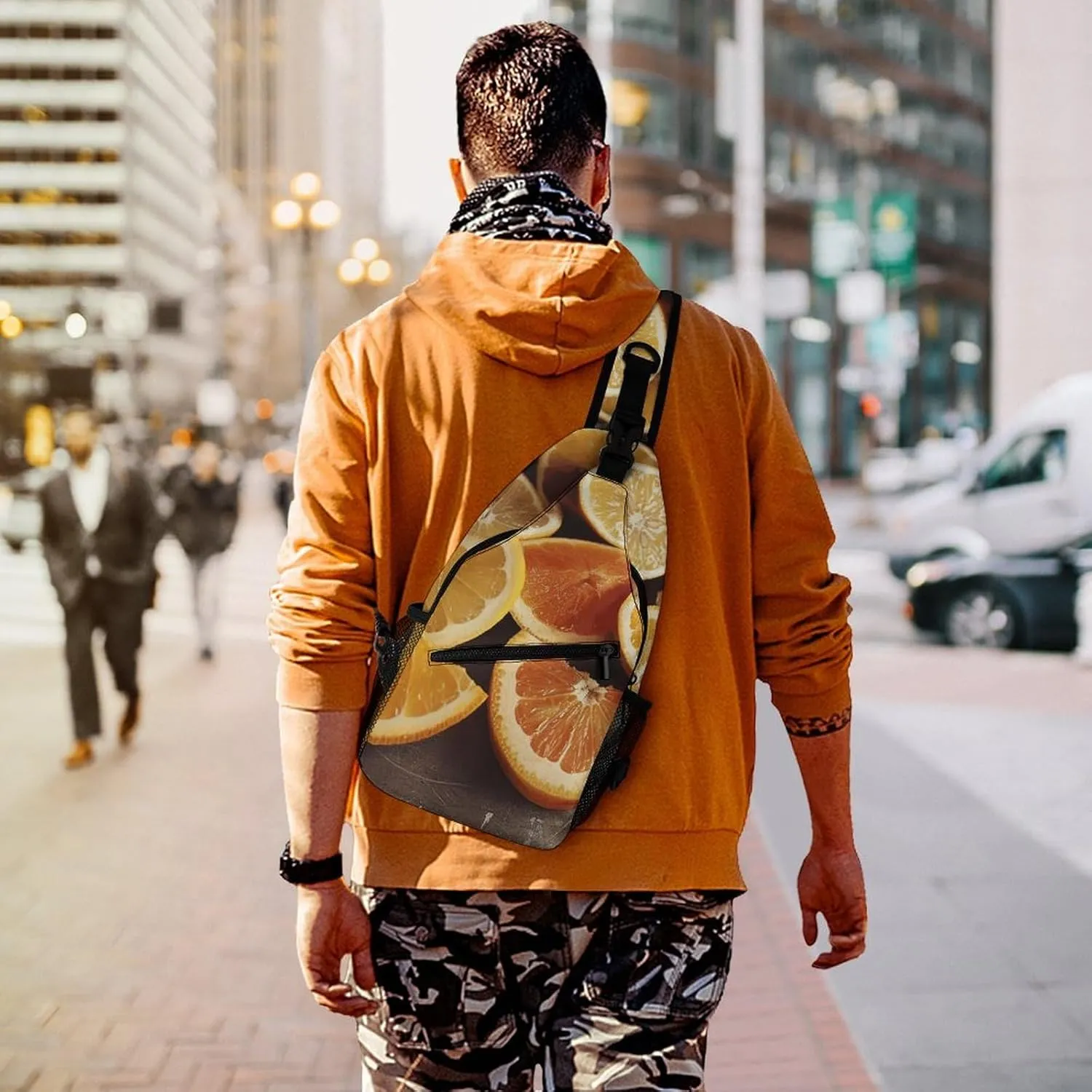 Sling Backpack Crossbody for Man Woman Citrus Fruit Slices Cross Body Adjustable Chest Bag