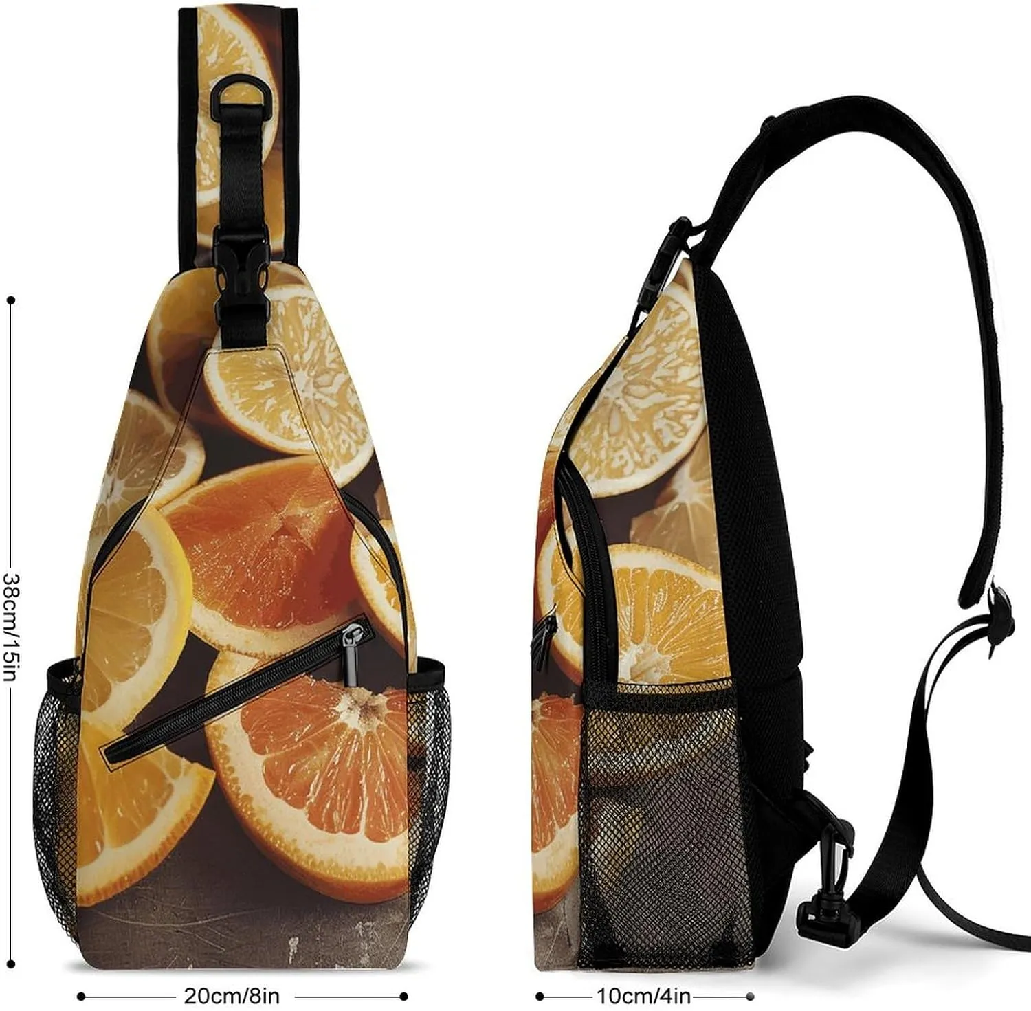 Sling Backpack Crossbody for Man Woman Citrus Fruit Slices Cross Body Adjustable Chest Bag