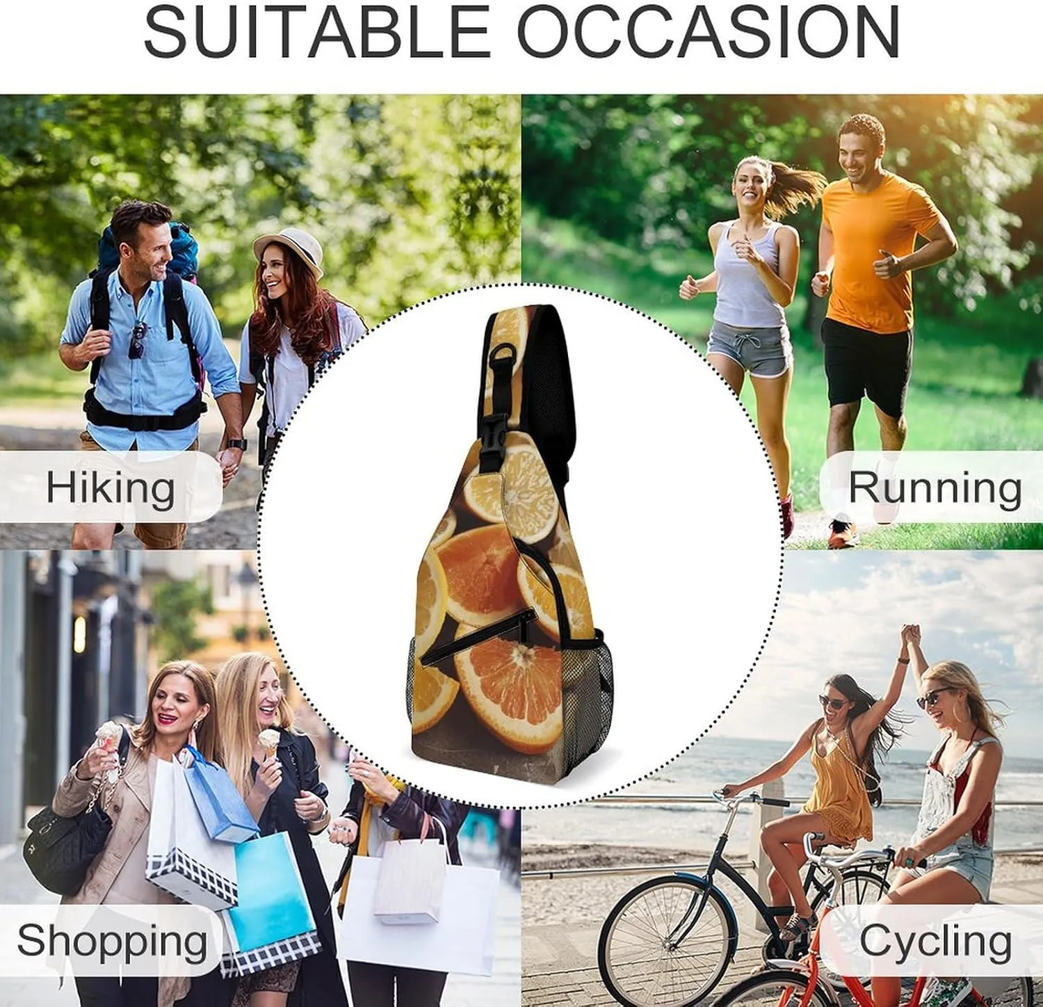 Sling Backpack Crossbody for Man Woman Citrus Fruit Slices Cross Body Adjustable Chest Bag