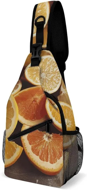 Sling Backpack Crossbody for Man Woman Citrus Fruit Slices Cross Body Adjustable Chest Bag