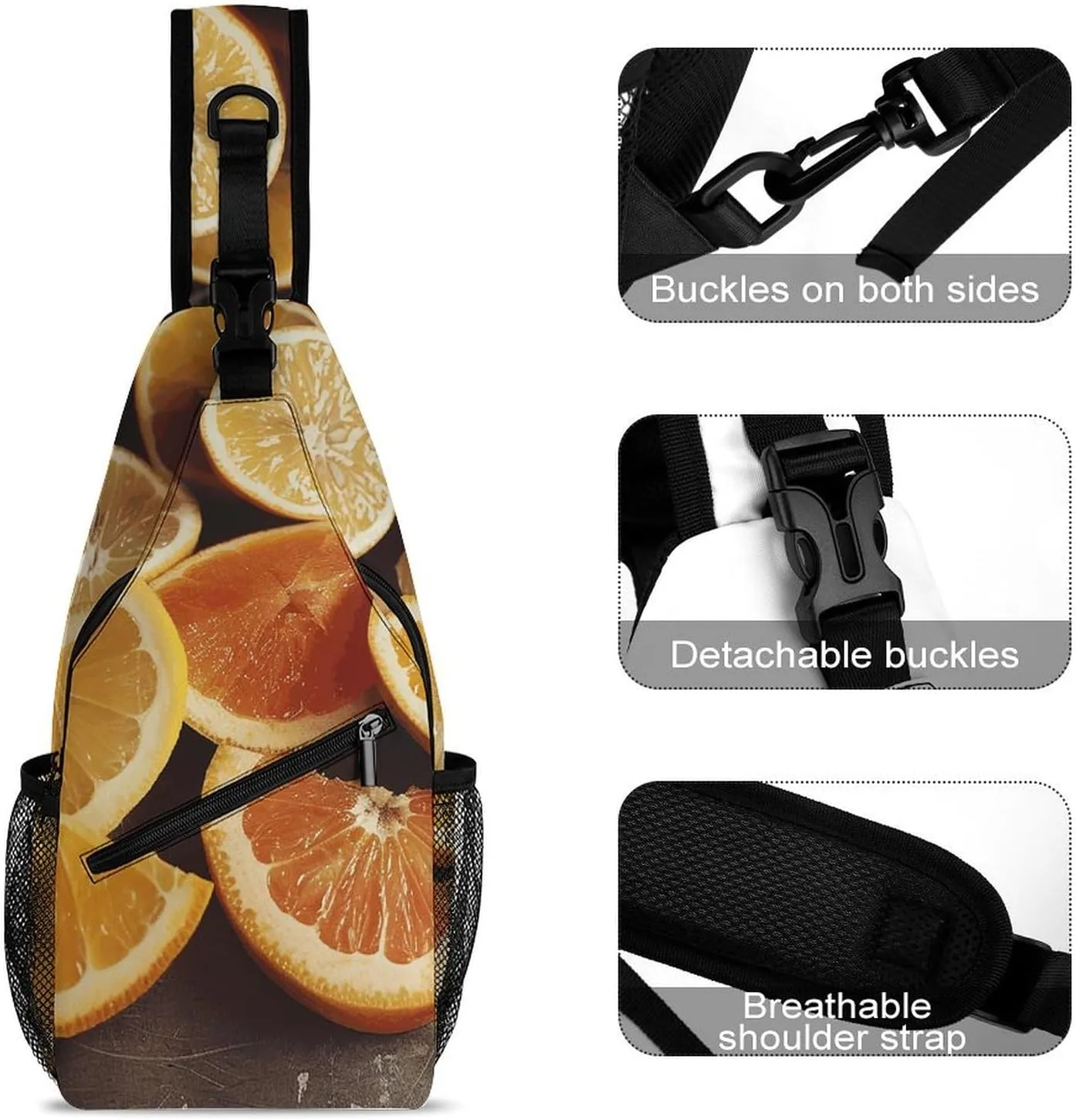 Sling Backpack Crossbody for Man Woman Citrus Fruit Slices Cross Body Adjustable Chest Bag