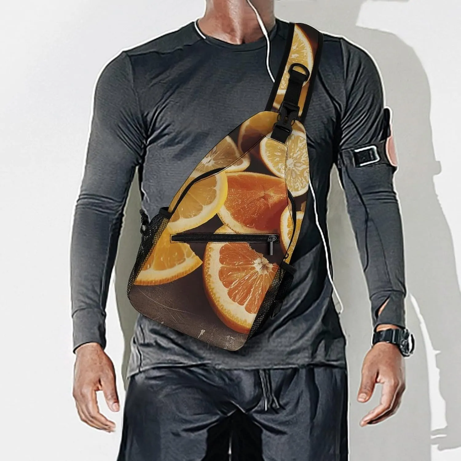 Sling Backpack Crossbody for Man Woman Citrus Fruit Slices Cross Body Adjustable Chest Bag