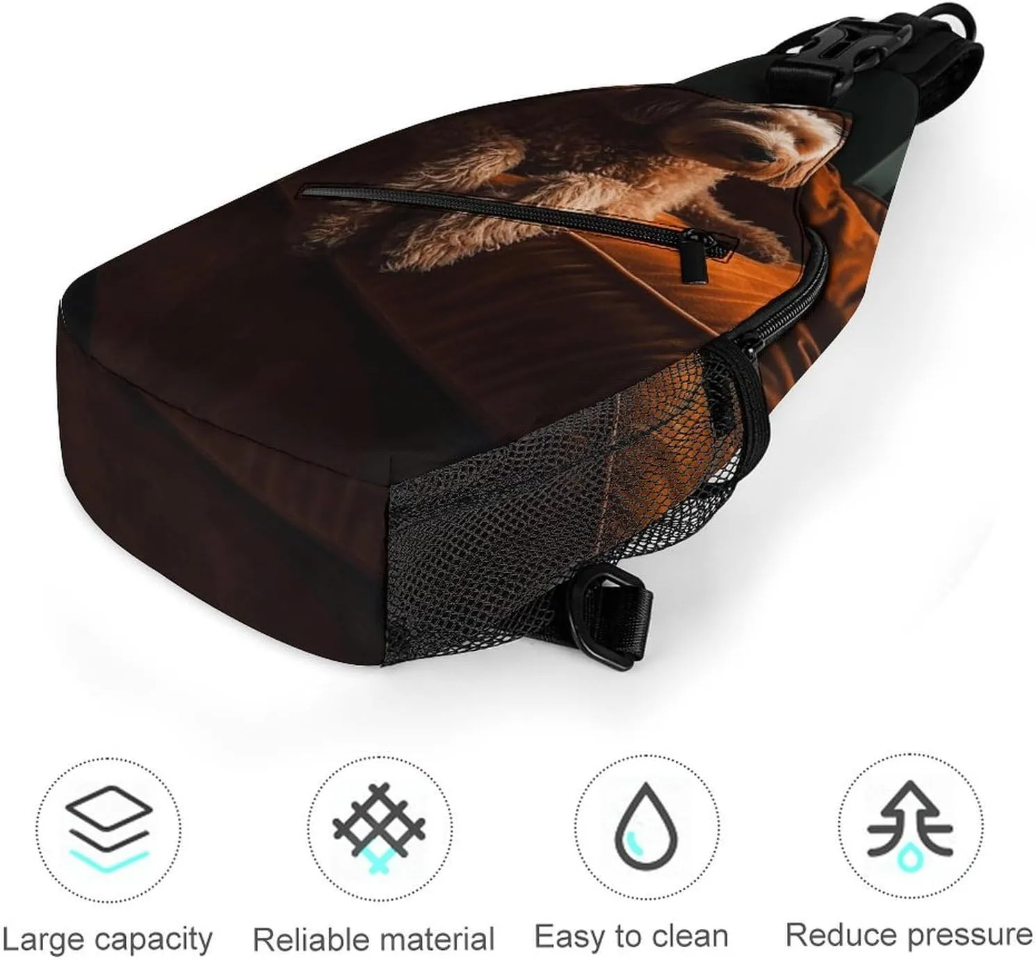 Sling Backpack Crossbody for Man Woman Dog on Sofa Cross Body Adjustable Chest Bag