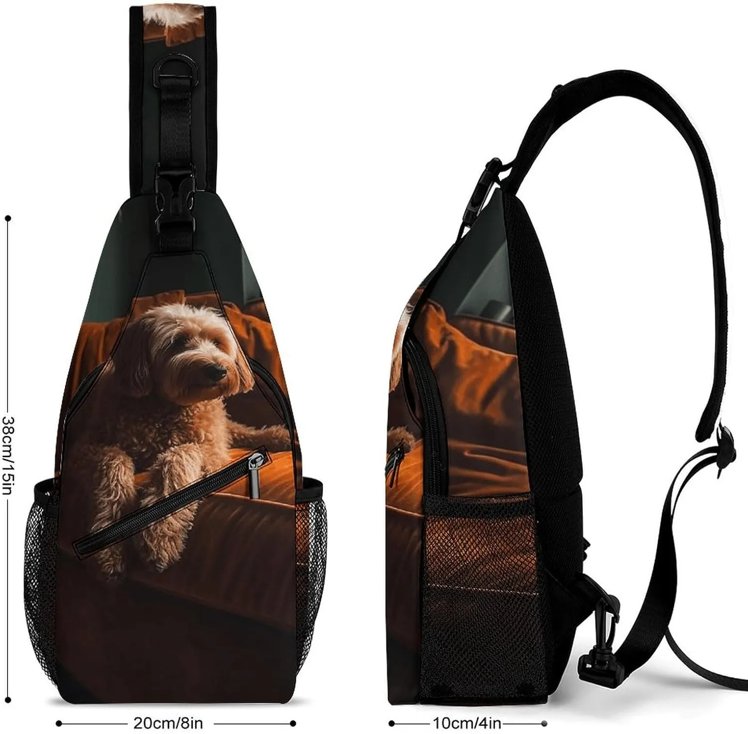 Sling Backpack Crossbody for Man Woman Dog on Sofa Cross Body Adjustable Chest Bag