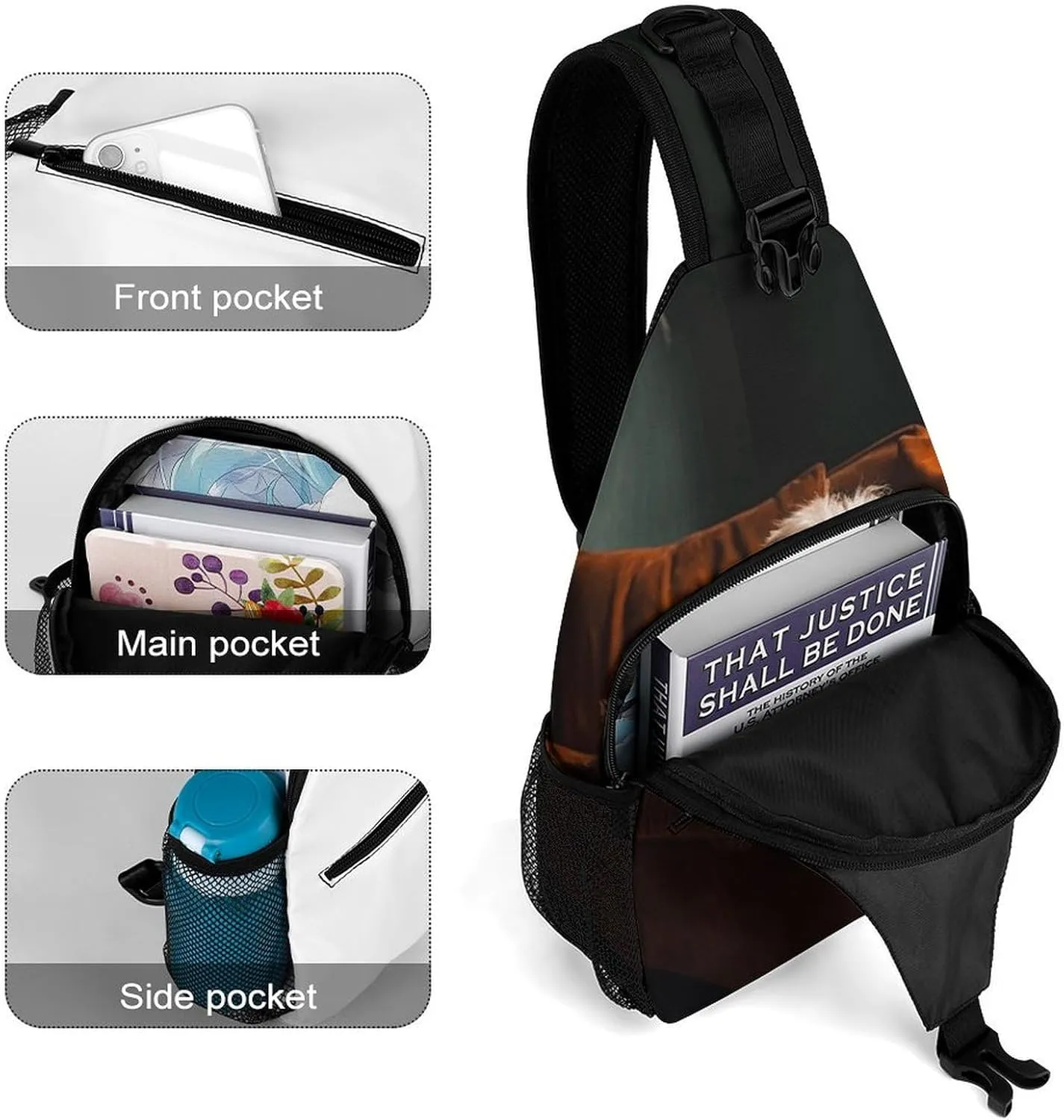 Sling Backpack Crossbody for Man Woman Dog on Sofa Cross Body Adjustable Chest Bag