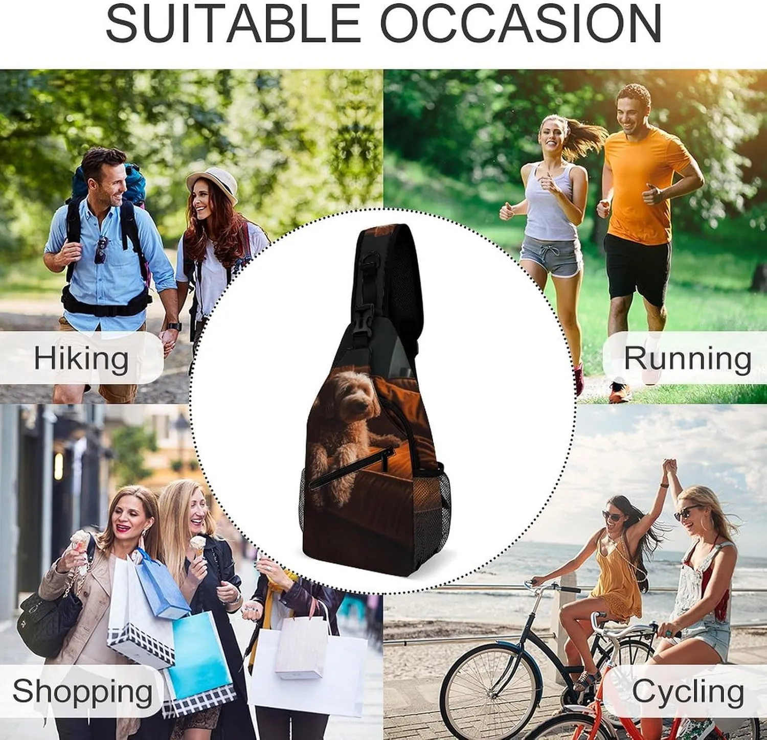 Sling Backpack Crossbody for Man Woman Dog on Sofa Cross Body Adjustable Chest Bag