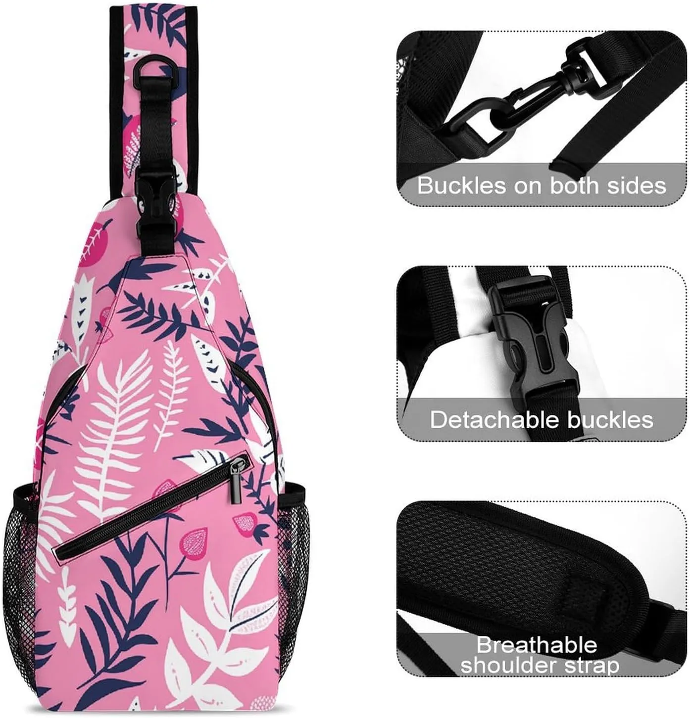 Sling Backpack Crossbody for Man Woman Flowers And Pomegranates Cross Body Adjustable Chest Bag