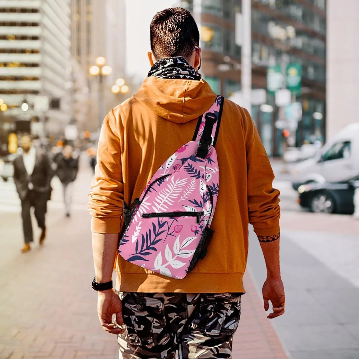 Sling Backpack Crossbody for Man Woman Flowers And Pomegranates Cross Body Adjustable Chest Bag