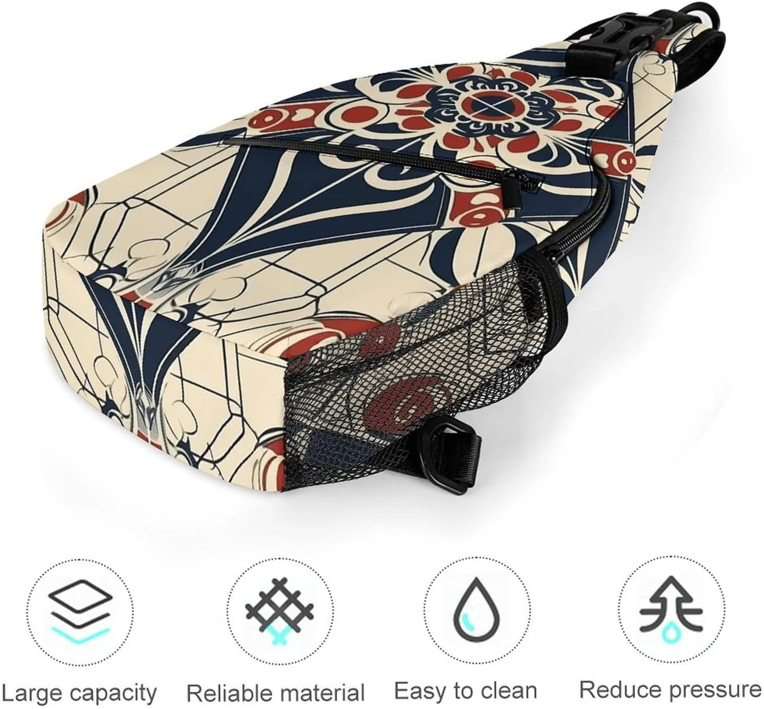 Sling Backpack Crossbody for Man Woman Line Outline Pattern Cross Body Adjustable Chest Bag