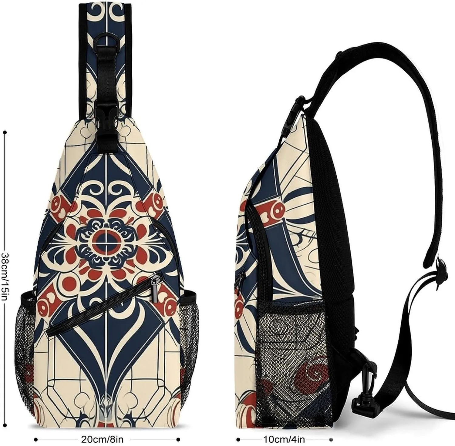 Sling Backpack Crossbody for Man Woman Line Outline Pattern Cross Body Adjustable Chest Bag