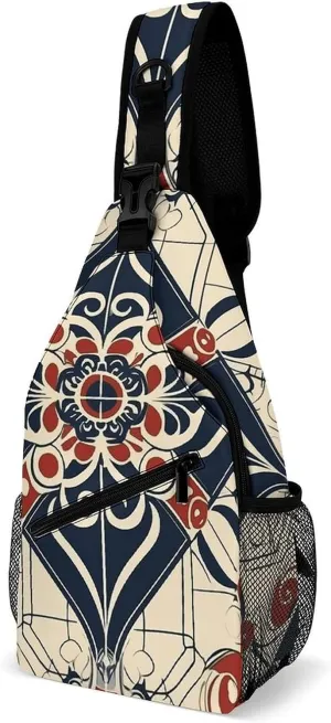 Sling Backpack Crossbody for Man Woman Line Outline Pattern Cross Body Adjustable Chest Bag