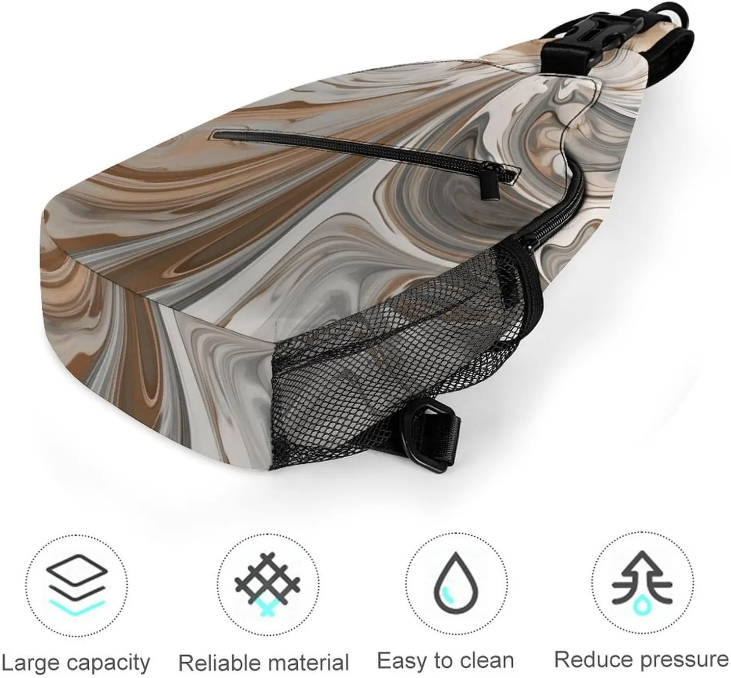 Sling Backpack Crossbody for Man Woman Marble Background Cross Body Adjustable Chest Bag