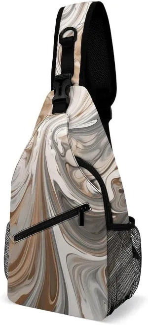 Sling Backpack Crossbody for Man Woman Marble Background Cross Body Adjustable Chest Bag