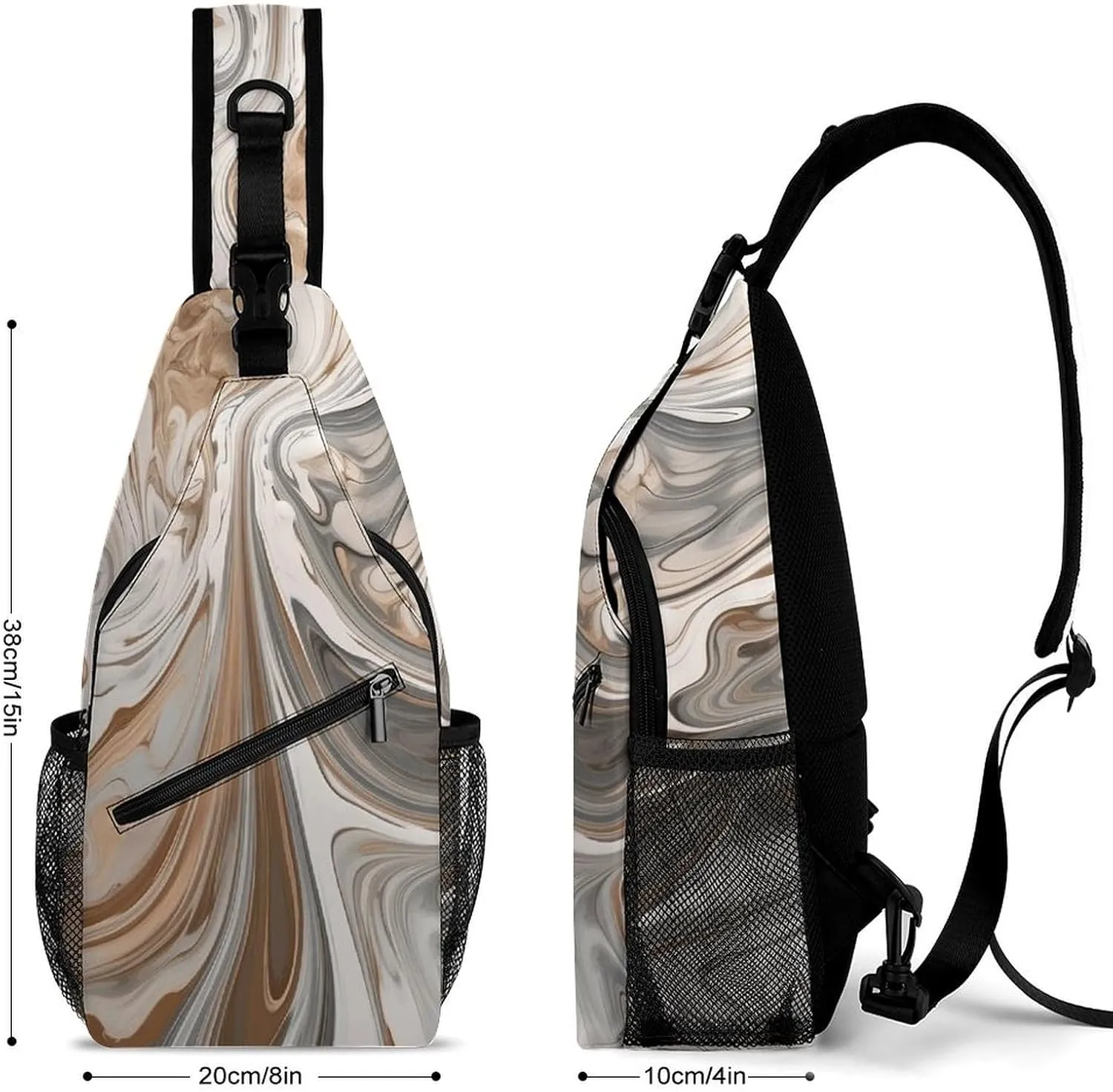 Sling Backpack Crossbody for Man Woman Marble Background Cross Body Adjustable Chest Bag