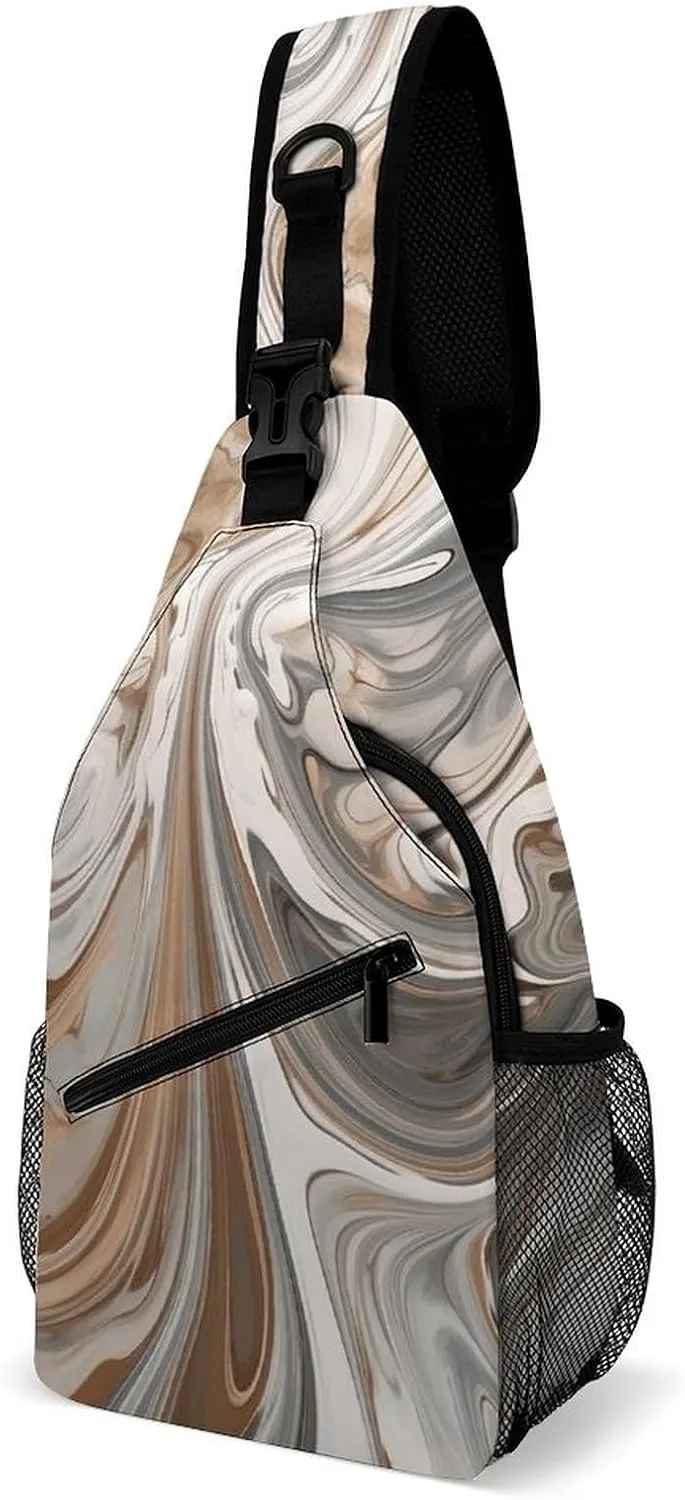 Sling Backpack Crossbody for Man Woman Marble Background Cross Body Adjustable Chest Bag