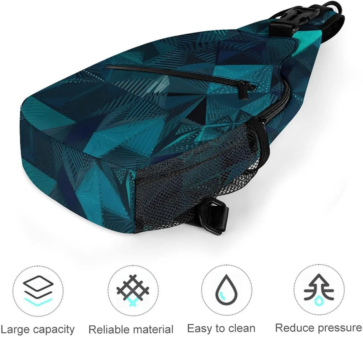 Sling Backpack Crossbody for Man Woman Navy Blue And Teal Cross Body Adjustable Chest Bag